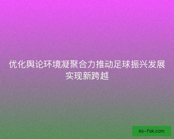 优化舆论环境凝聚合力推动足球振兴发展实现新跨越